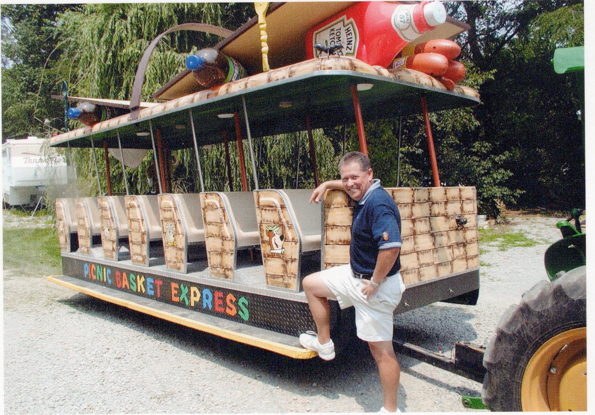 Rob Schutter checking out the Picnic Basket Express at Jellystone Park Mill Run, Pennsylvania